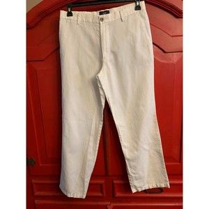 Dockers Womans Linen Blend White Pants 32 x 30 Straight Fit EUC Bright White